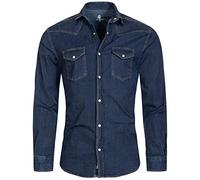 Rock Creek Jeanshemd Herren Regular Fit Denim Langarm H-200 Dunkelblau 4XL