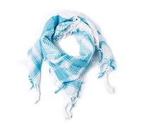 ROCK DADDY Estd 2000 ROCK HARD CLOTHING Halstuch Kopftuch Shemagh Palituch Taktischer Arabischer Arafat Schal Dreieckstuch Palästinenser PLO 100% Baumwolle (Weiß/Türkis)