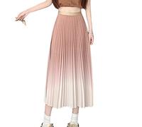 Rock Damen,Damenmode-Midirock Mit Farbverlauf, Mehrfarbig, Elastisch, Hohe Taille, Faltenrock, Sommermode, A-Linie, Swing, Gerüscht, Lässig, Lange Röcke Für Mädchen, Damen, Khaki, XXL