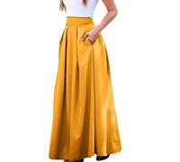 Rock Damen, Faltenrock Damen Lang Sommer Röcke Elastischer Hohe Taille Sommerrock Leicht Plisseerock Elegant Maxi Plissee Rock Boho Musselin Skirt a Linien Maxirock Lässige Rock Sommer