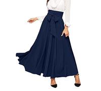 Rock Damen, Faltenrock Damen Lang Sommer Röcke, Plisseerock Casual Sommerrock Leicht Und Luftig Elastischer Mittlere Taille Maxirock Musselin Boho Maxi Plissee Rock a Linie Skirt Basic Rock Sommer