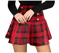 Rock Damen Karierter Kurz A-Linie Ausgestellte Faltenröcke Mini Röcke Tennis Skaterrock Schule Tanz Skirt Hoher Taille Minirock Kariertes Plisseerock Frauen Cheerleader Damenrock Elegant