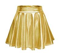 Rock Damen Karneval, Metallischer Faltenrock Mini Skater Metallic Retro Glitzer Cheerleader Faschingskostüme Tüllrock Hohe Taille Röcke Stretch Glocken