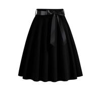 Rock Damen Knielang, Midi-Rock Damen,Swing Rock Damen Elegant 50er Jahre Vintage A Linie Swing Faltenrock mit Gürtel Solide sexy Röcke