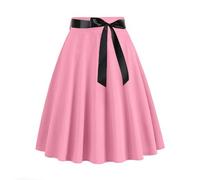 Rock Damen Knielang, Midi-Rock Damen,Swing Rock Damen Elegant 50er Jahre Vintage A Linie Swing Faltenrock mit Gürtel Solide sexy Röcke