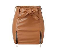 Rock Damen Kurz, Sommerrock Damen High Waist,Minirock Damen Eng Röcke PU Lederoptik Wickelrock Lederrock A Linien Rock mit Schlitz Hüftrock mit Schnürung Mini Skirt Damenrock Sommerröcke