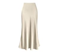 Rock Damen Lang Satin Röck Midirock Hohe Taille Versteckter Elastischer Bund A-Linie Langer Rock Satinrock Meerjungfrau Maxirock Seidenrock