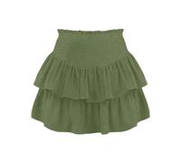 Rock Damen Sommer-Hosenrock Damen Kurz-Plissee Rock mit Hose Drunter Röcke Elegant Elastische Hohe Taille Sommerrock Casual Minirock Sexy Faltenrock Einfarbig Mini Y2k Kurzer Rüschensaum Stufenrock