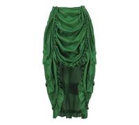 Rock Damen Steampunk Röcke Übergrößen Spitze Asymmetrische High Low Vintage Kleid Gothic KostÜM Grün 7XL
