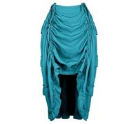 Rock Damen Steampunk Röcke Übergrößen Spitze Asymmetrische High Low Vintage Mittelalter Kleidung Blau 4XL
