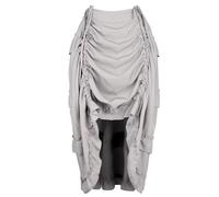 Rock Damen Steampunk Röcke Übergrößen Spitze Asymmetrische High Low Vintage Mittelalter Kleidung KostÜM Cosplay Grau M