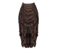 Rock Damen Steampunk Übergrößen Spitze Asymmetrische High Low Vintage Pirat Röcke Mittelalter Kleidung Burleske Braun 2XL