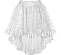 Rock Damen Tüllrock Elastische Taille Spitzen Unregelmäßig Unterrock Ballettrock Faltenrock Röcke Lack White Skirts for Women Weiß XXS