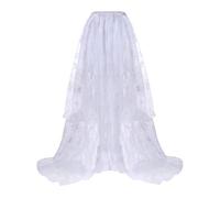 Rock Damen Tüllrock Elastische Taille Unregelmäßig Unterrock Ballettrock Faltenrock Maxirock Tüll Röcke Long Skirts for Women Weiß XXS