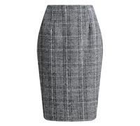 Rock Damen Winter Kariert Kurz Pencil Rock Damen Elegant Hohe Taille mit Schlitz Röcke Damen Knielang Festlich Figurbetont Rock Frauen Karierter Freizeitrock Herbstwinter Kleid Alltag