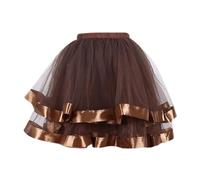 Rock Damen Winter,Tüllrock Damen Schwarz Party Faltenrock Erwachsene Elegant Mesh Rock Unterrock Abschlussball Karneval Tanzkleid Netzstoff Elastische Midirock Ballettrock Braun One Size