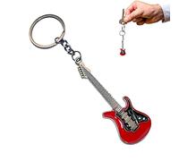 Rock E-Gitarre Schlüsselanhänger aus Metall - Musikinstrument Schlüsselring für Geschenkdekoration (Rot)