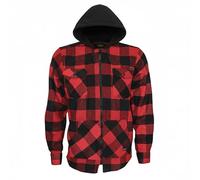 ROCK-IT Apparel Herren Flanellhemd mit Kapuze Langarm Holzfällerhemd Karohemd Premium Freizeithemd Shirt kariert Größen S-5XL Made in Europe Schwarz/Rot XXL