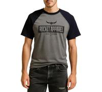 ROCK-IT Apparel Raglan Contrast T-Shirt Kurzarm Premium Rundhals Shirt für Herren 100% Baumwolle Vintage Bikershirt Größen S-5XL Regular Schnitt Farbe Dark Heather Grau/Schwarz 4XL