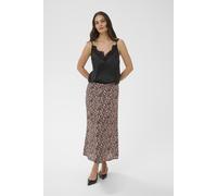 Midirock KAFFE "Rock KAlucille", Damen, Gr. 42, schwarz (schwarz, braun leopard), Obermaterial: 100% Viskose CV., Röcke (25180840-42) schwarz, braun leopard