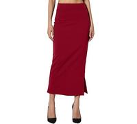 Rock Midi Damen Sommer Damen-Bleistiftrock S~3X aus Ponte-Strick mit seitlichem Schlitz, hoher Taille und mittlerer Wade Winter Kurz (Red, XL)