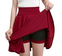 Rock mit Hose Damen Kurz Röcke für Mollige Hoher Taille Minirock Einfarbig Plissee Rock Damen Elegant Faltenrock Sommer A-Linie Plisseerock Sexy Mini Rock Sommerröcke Moden Damenrock Große Größe