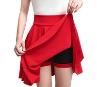 Rock mit Hose Damen Kurz Röcke für Mollige Hoher Taille Minirock Einfarbig Plissee Rock Damen Elegant Faltenrock Sommer A-Linie Plisseerock Sexy Mini Rock Sommerröcke Moden Damenrock Große Größe