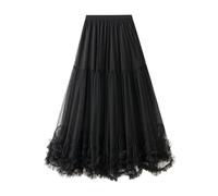 Rock mit Kellerfalten Chiffon Rock Maxi midi Rock weiß blümchen Rock tüllrock und Oberteil Zweiteiler Langer Rock und Oberteil jeansröcke Knielang Stufenrock Damen Schwarze tüll Rock