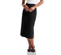 Maxirock STREET ONE, Damen, Gr. 44, schwarz, Stoff, 75% Viskose, 20% Polyester, 5% Elasthan, unifarben, normal wadenlang, Röcke, High Waist (84854619-44) schwarz