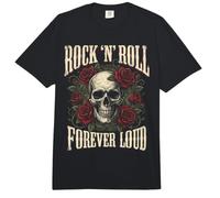 Rock-N'Roll Forever Loud Totenkopf mit Rosen Vintage Gothic Art Comfort Colors Adult Heavyweight T-Shirt