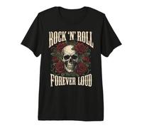 Rock-N'Roll Forever Loud Totenkopf mit Rosen Vintage Gothic Art Premium T-Shirt