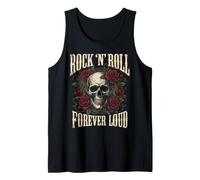 Rock-N'Roll Forever Loud Totenkopf mit Rosen Vintage Gothic Art Tank Top