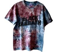 Black Sabbath T Shirt Wavy Band Logo Nue offiziell Unisex Dye Wash Blau L