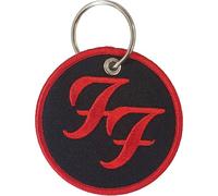 Rock Off Foo Fighters FF, rot und schwarz bestickter runder Schlüsselanhänger mit Logo, offizielles Logo, Schwarz , 6.5 cm