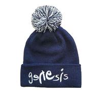 Rock Off officially licensed products Genesis Bobble Mütze Beanie Band Logo Nue offiziell Unisex Navy Blau One Size