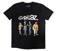 Rock Off Officially Licensed Products Gorillaz Spray Logo Group T-Shirt, Schwarz, Medium