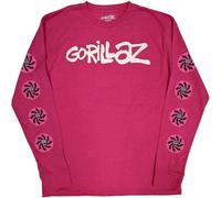 Rock Off officially licensed products Gorillaz T Shirt Repeat Pazuzu Band Logo Nue offiziell Unisex Rosa Long Sleeve XL