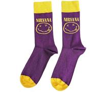 Rock Off officially licensed products Nirvana Ankle Socken Gelb Smile Nue offiziell Herren Purple (UK SIZE 7-11) UK Size 7-11