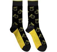 Rock Off officially licensed products Nirvana Gelb Grunge Smile Pattern Ankle Socken UK Size 7-11