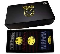Rock Off officially licensed products Nirvana Grunge Smile Stripes Ankle Socken Boxed Set UK Size 7-11
