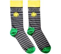 Rock Off officially licensed products Nirvana Grunge Smile Stripes Ankle Socken UK Size 7-11