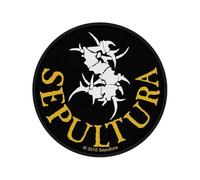 Rock Off officially licensed products Sepultura Patch Sepultura Circular Band Logo Nue offiziell Schwarz Woven Sew on One Size