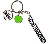 The Beatles Text Logo Drop T Drum & Apple Charms Keychain One Size