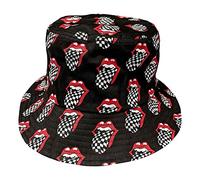 Rock Off officially licensed products The Rolling Stones Bucket Hat Checker Tongue Pattern offiziell Unisex Charcoal Large/X-Large