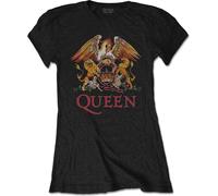 Rock Off Queen Ladies T-Shirt Classic Crest Black (size XL)