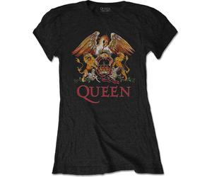 Rock Off Queen Ladies T-Shirt Classic Crest Black (size XL)