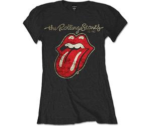 Rock Off The Rolling Stones Ladies T-Shirt Black Plastered Tongue (size XXL)