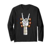 Rock On Skelett Hand Gitarre Geschenke Herren Graphic Tee Rock Band Langarmshirt