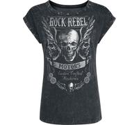 Rock Rebel by EMP Damen graues T-Shirt mit Krempelärmeln und Rundhals XL