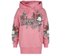 Rock Rebel by EMP Damen rosafarbener Langer Pullover mit Print und Strass-Details XXL